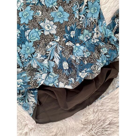 NWT Jones New York SZ 1X Blue Floral Multi Combo Tie Sleeve Blouse - Picture 10 of 11